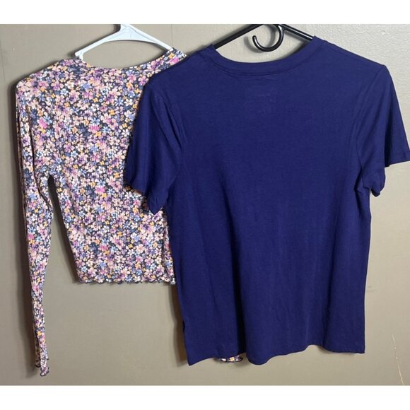 A New Day 2 Tops Bundle NWT Purple Floral Casual Spring Crop Basic Womens XS - Picture 4 of 8